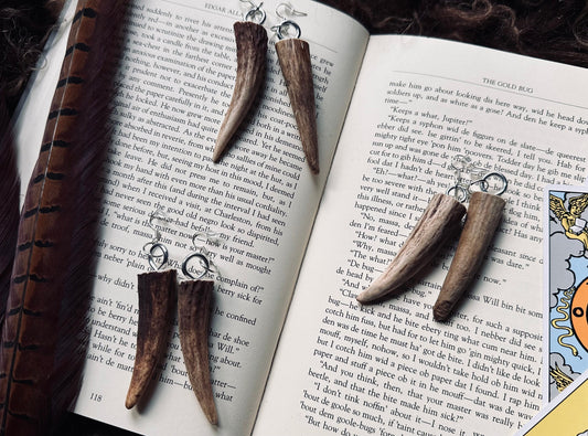 Large Handmade Deer Antler Tip Earrings