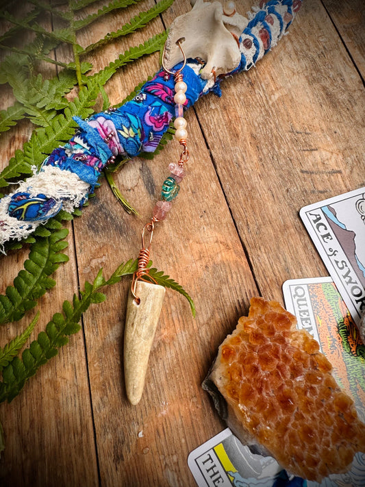 Handmade Bone and Crystal Hair Wrap