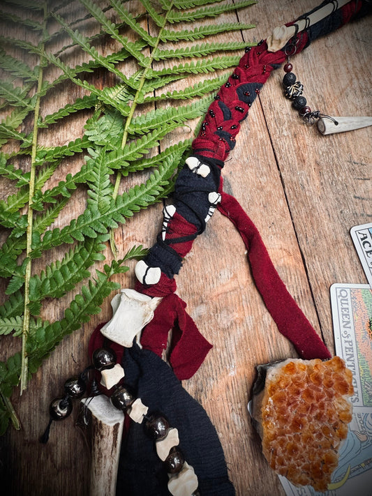 Handmade Bone and Crystal Hair Wrap