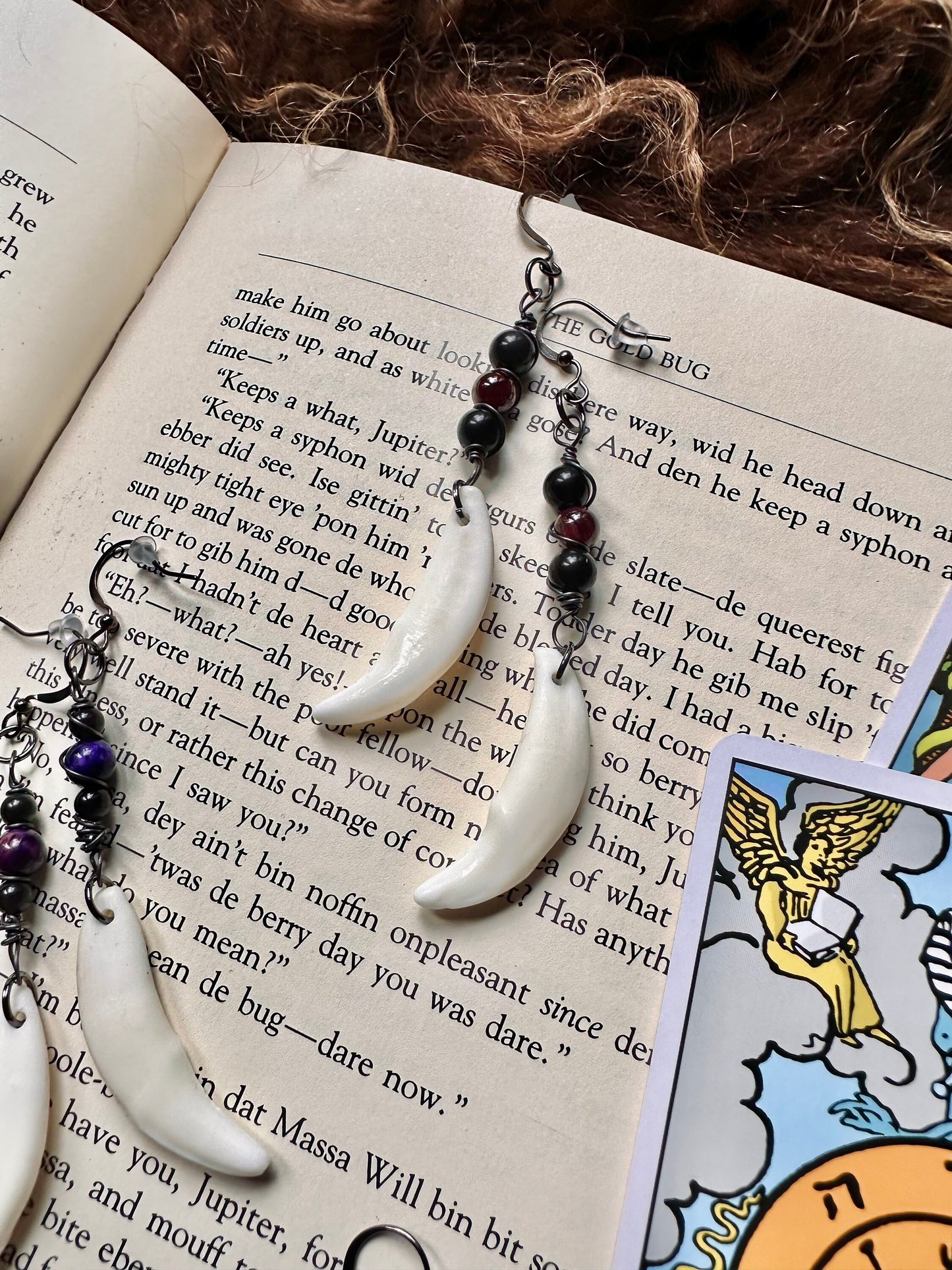 Handmade Fox Fang Earrings with Crystal Beads