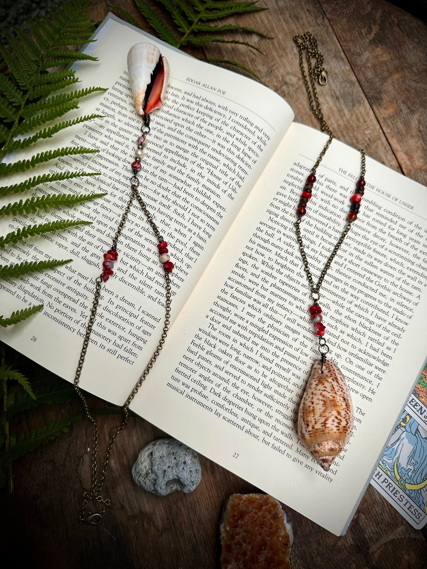 Handmade sea shell and charm necklace