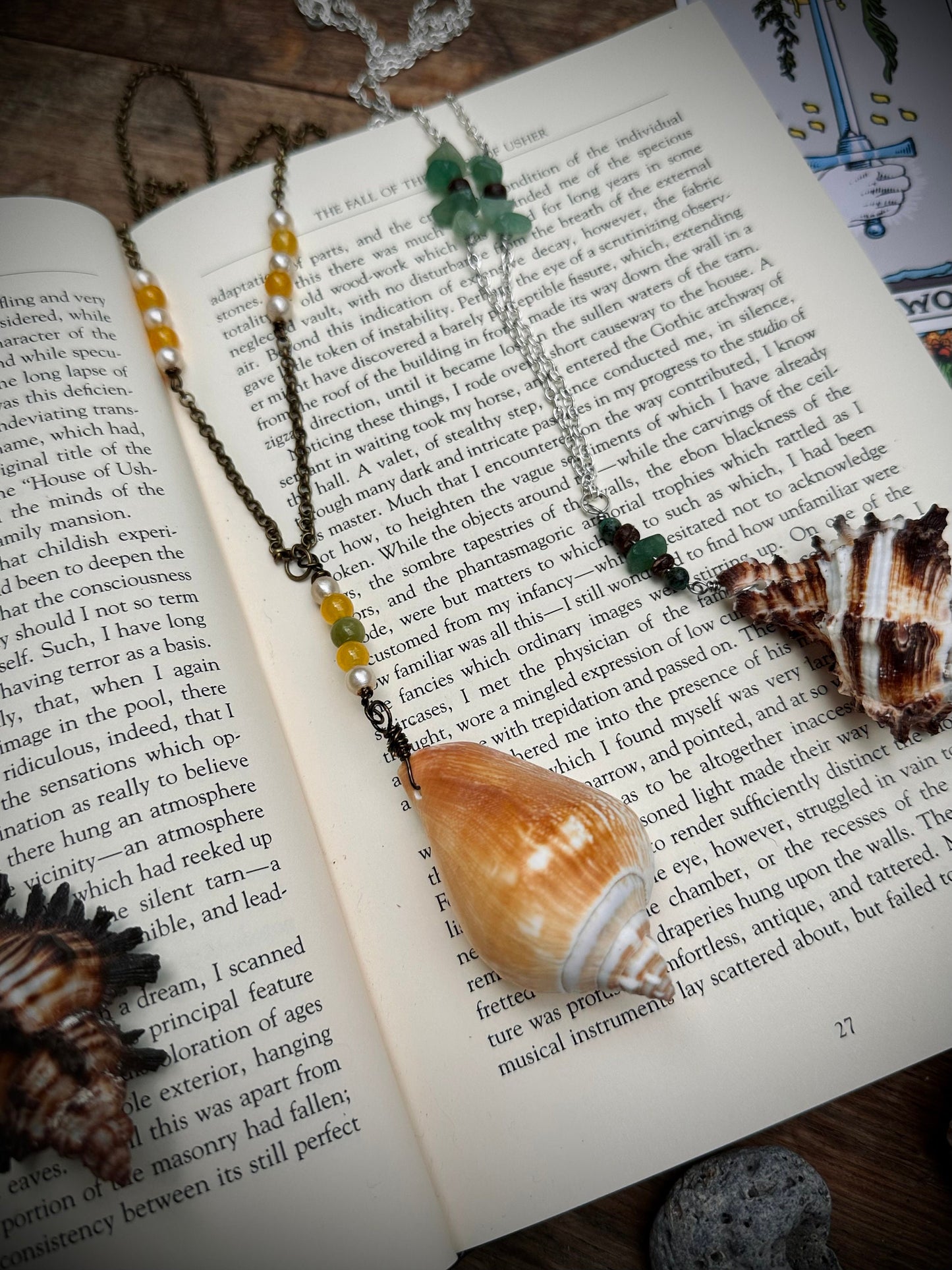 Handmade sea shell and charm necklace