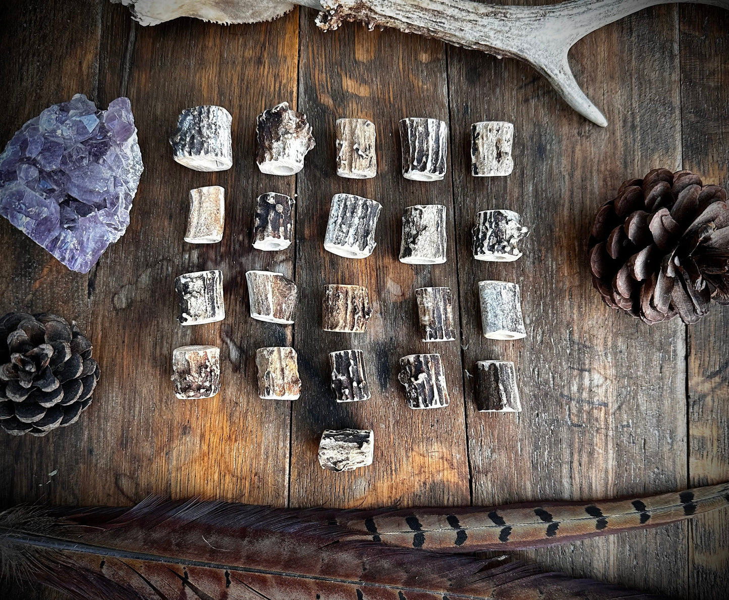 Handmade Roe Deer Antler Dreadlock Beads