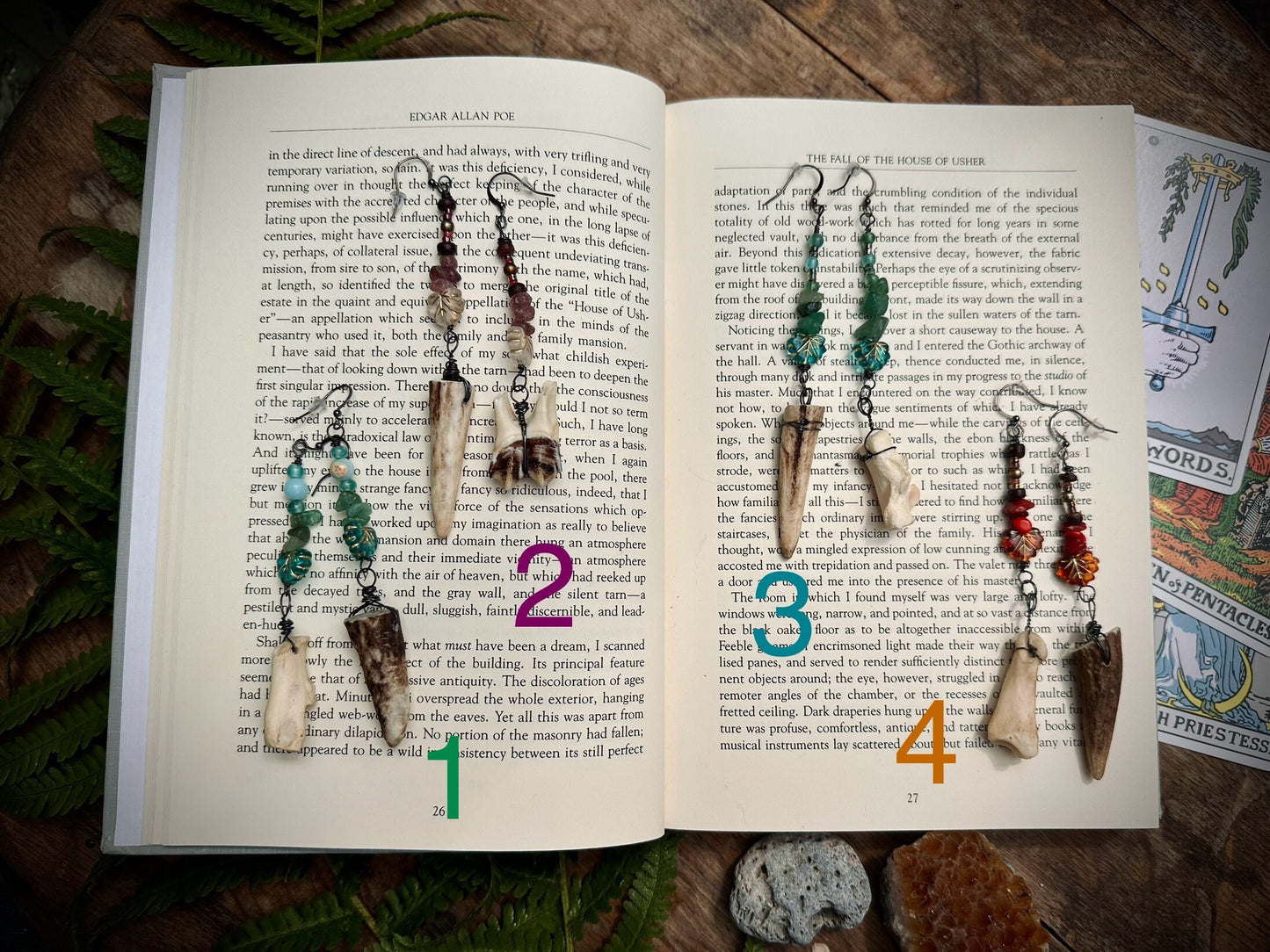 Handmade deer and bone earrings