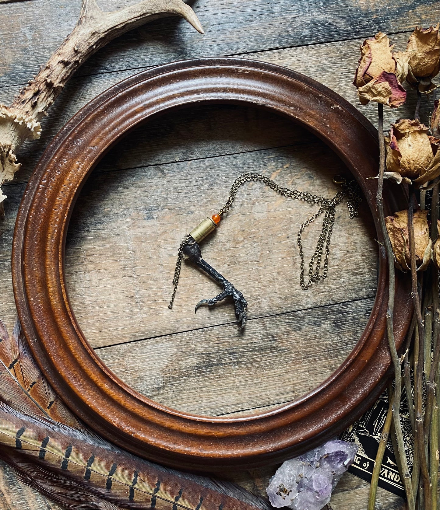 Handmade Crows Foot and Bullet Casing Necklace