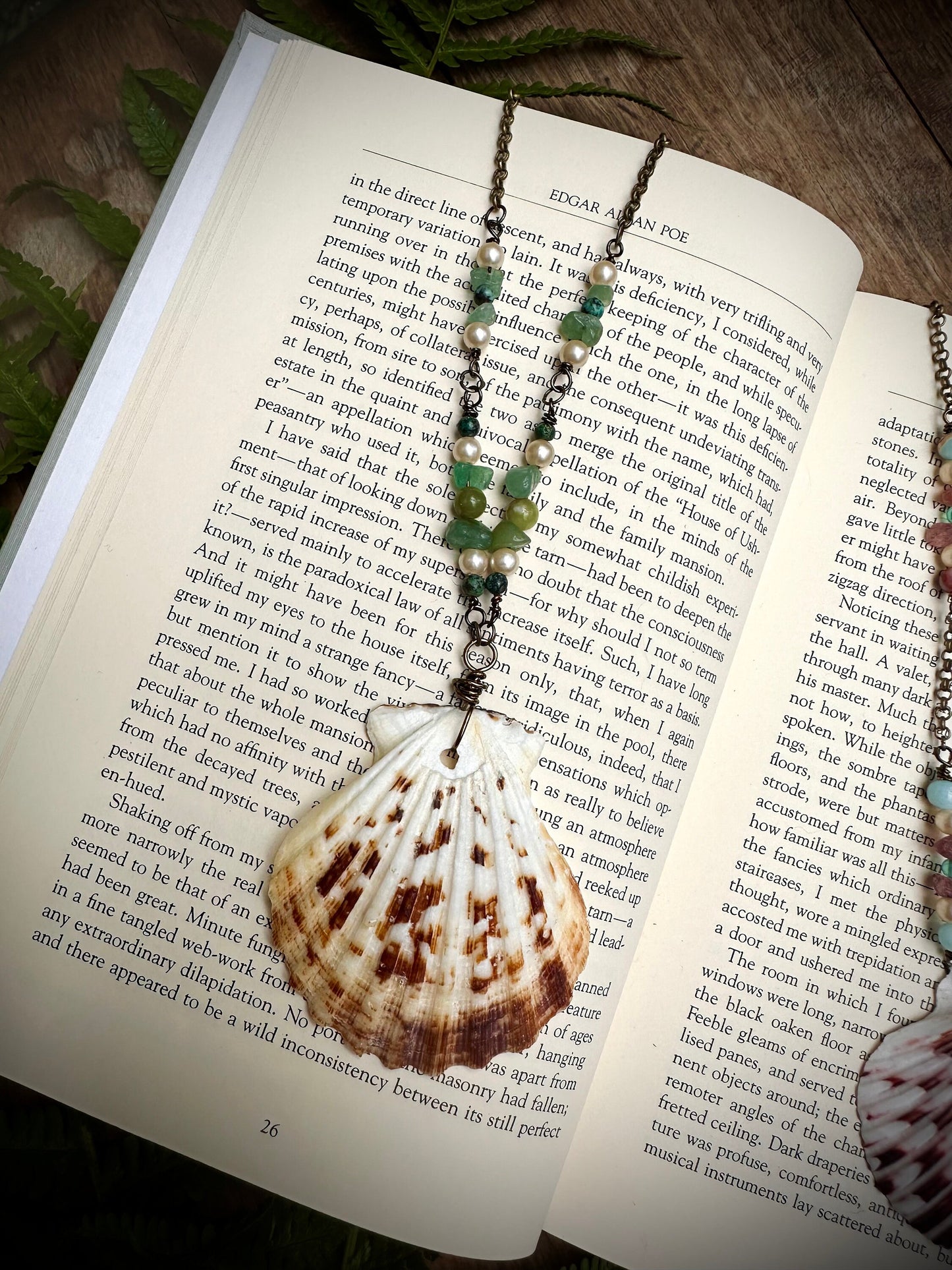 Handmade sea shell and charm necklace