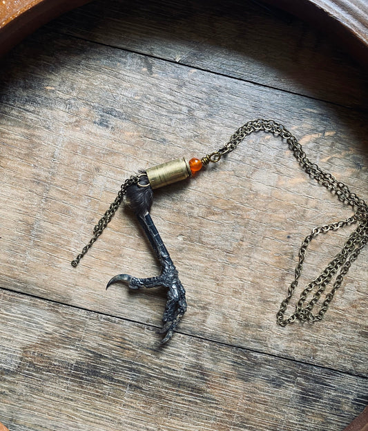 Handmade Crows Foot and Bullet Casing Necklace