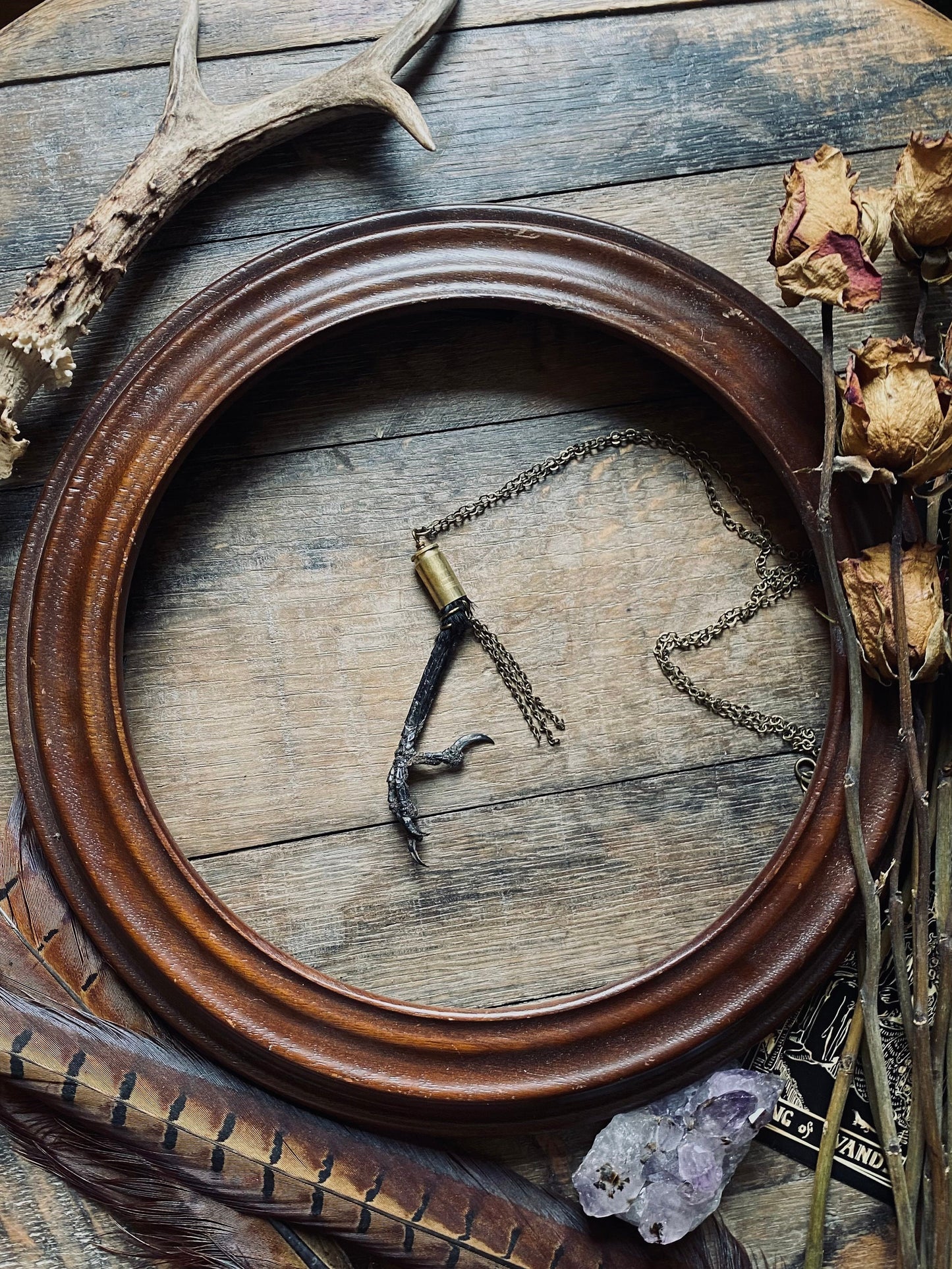 Handmade Crows Foot and Bullet Casing Necklace