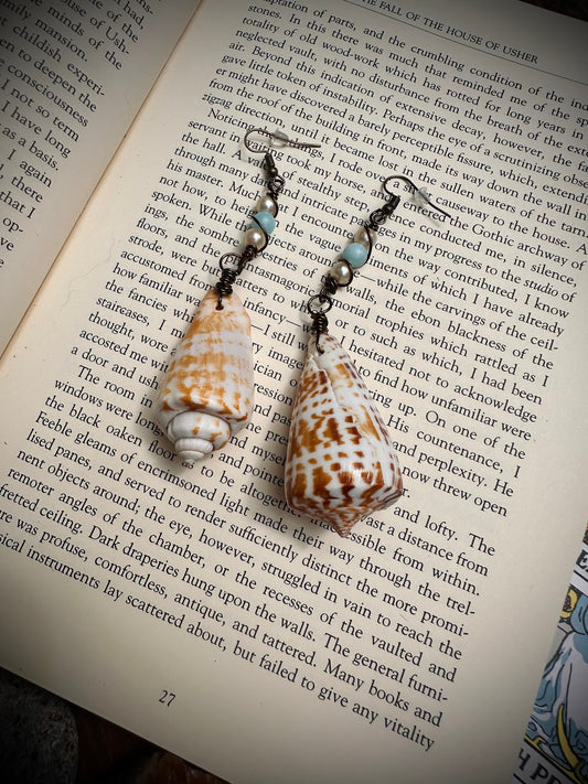 Handmade shell and charm earrings