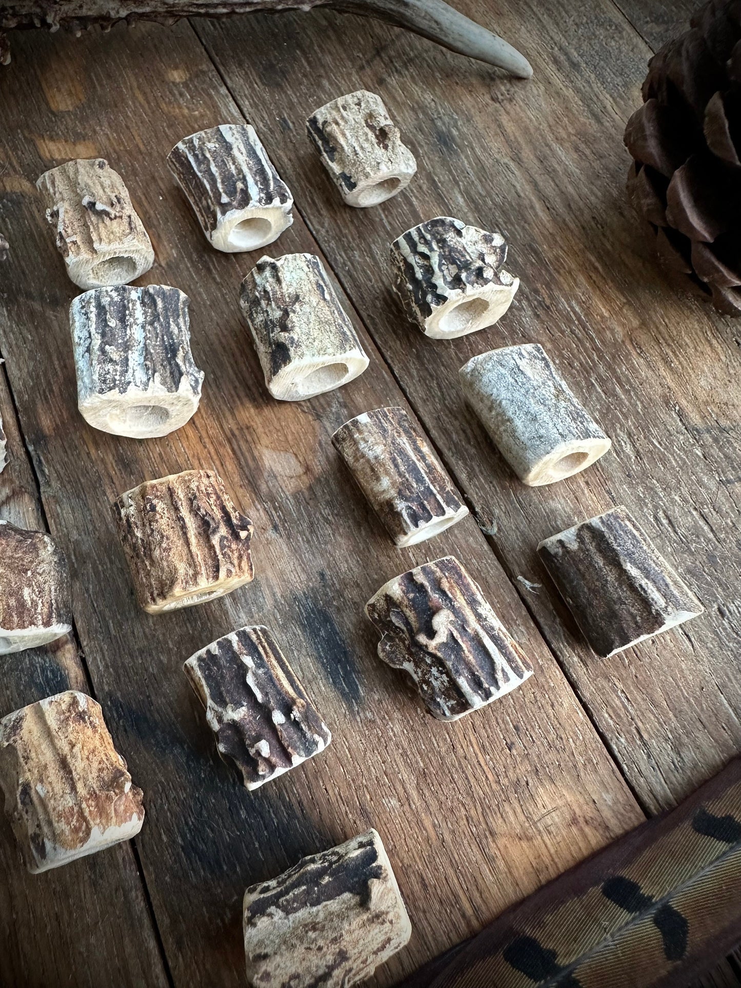 Handmade Roe Deer Antler Dreadlock Beads