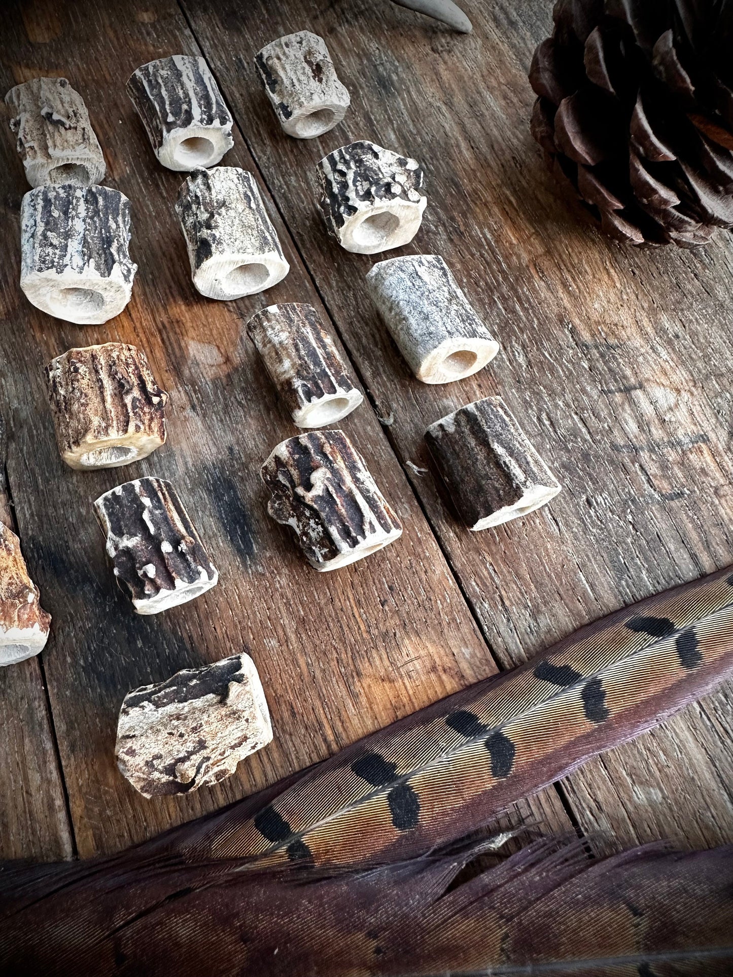 Handmade Roe Deer Antler Dreadlock Beads