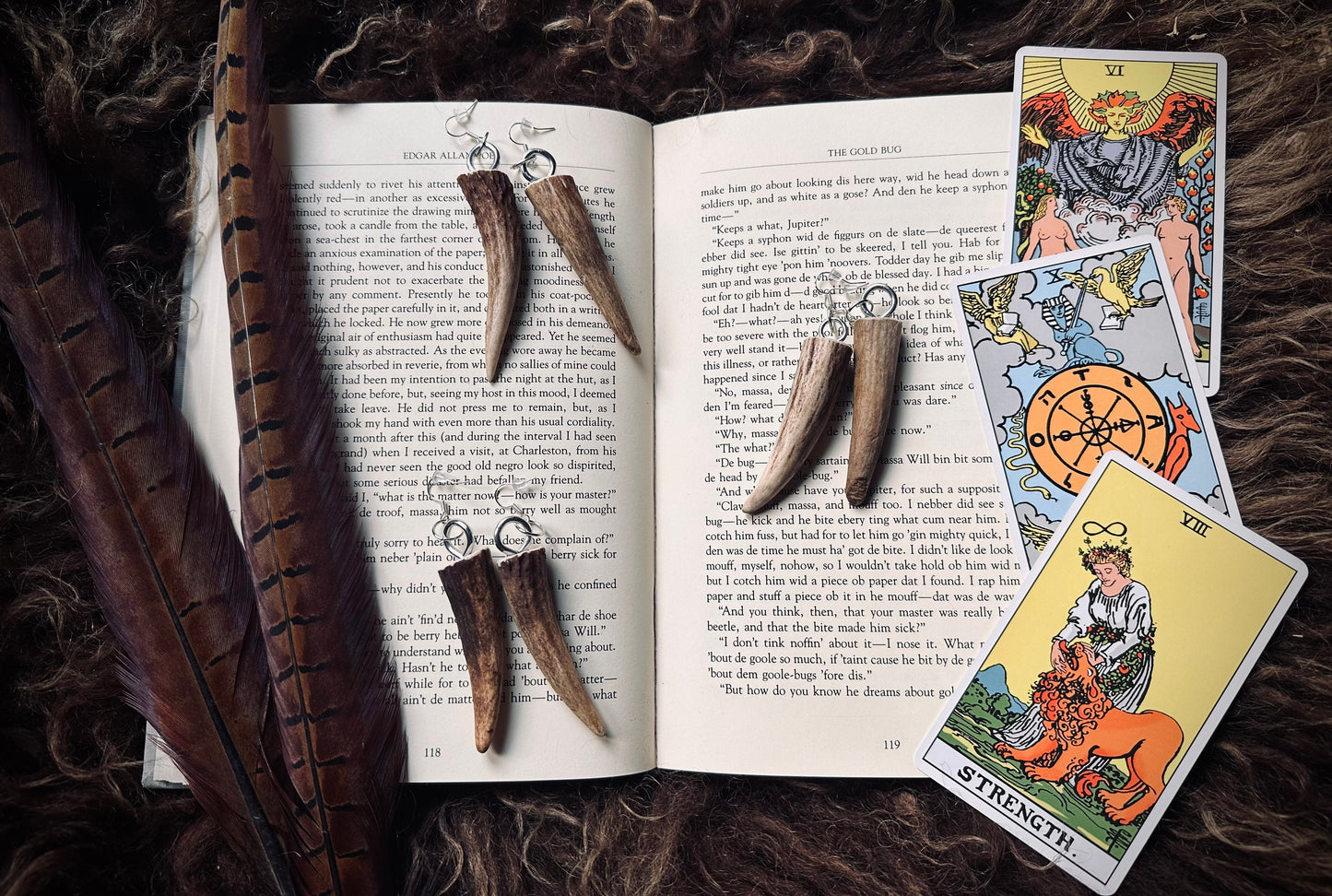 Large Handmade Deer Antler Tip Earrings