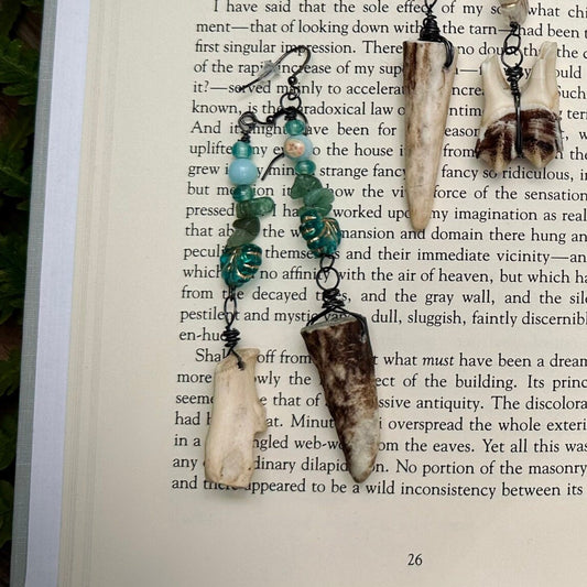 Handmade deer and bone earrings