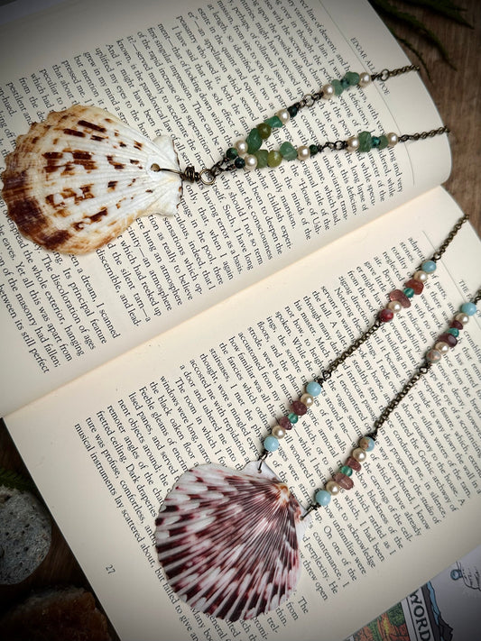 Handmade sea shell and charm necklace