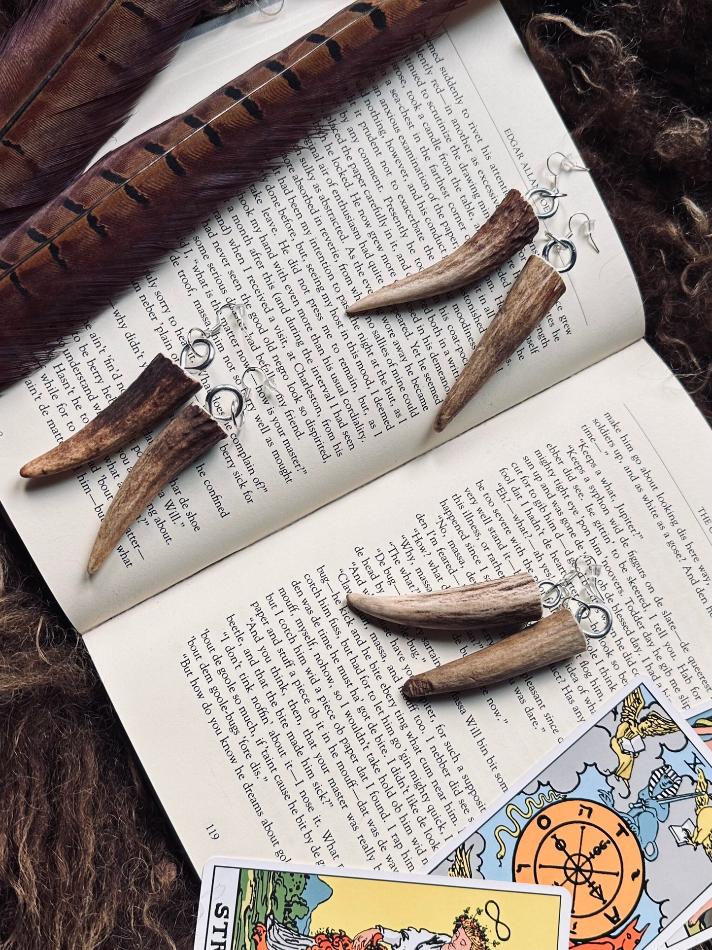 Large Handmade Deer Antler Tip Earrings