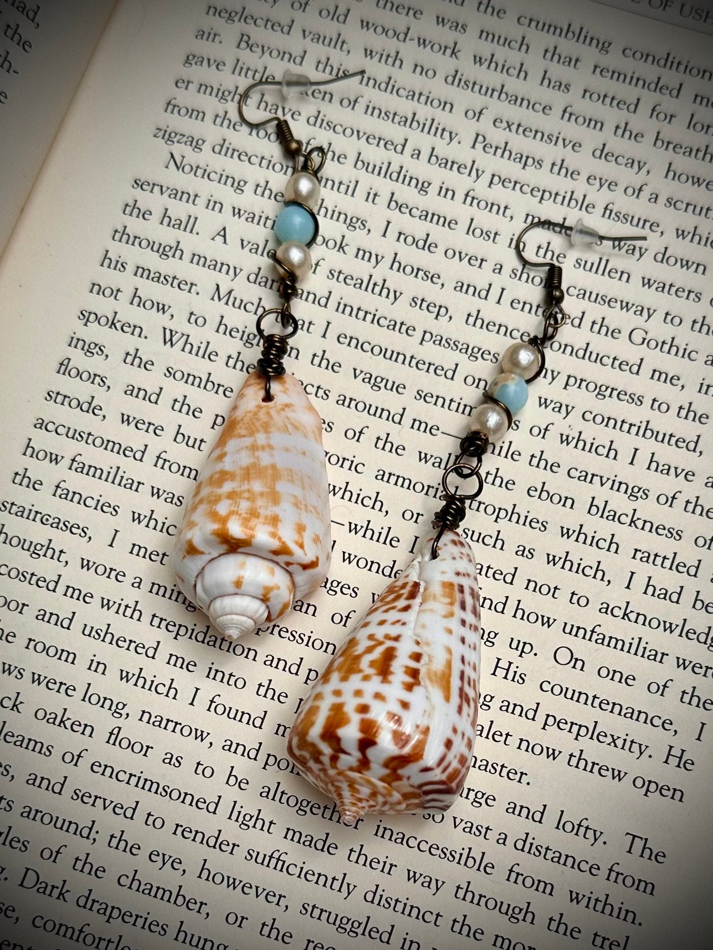 Handmade shell and charm earrings