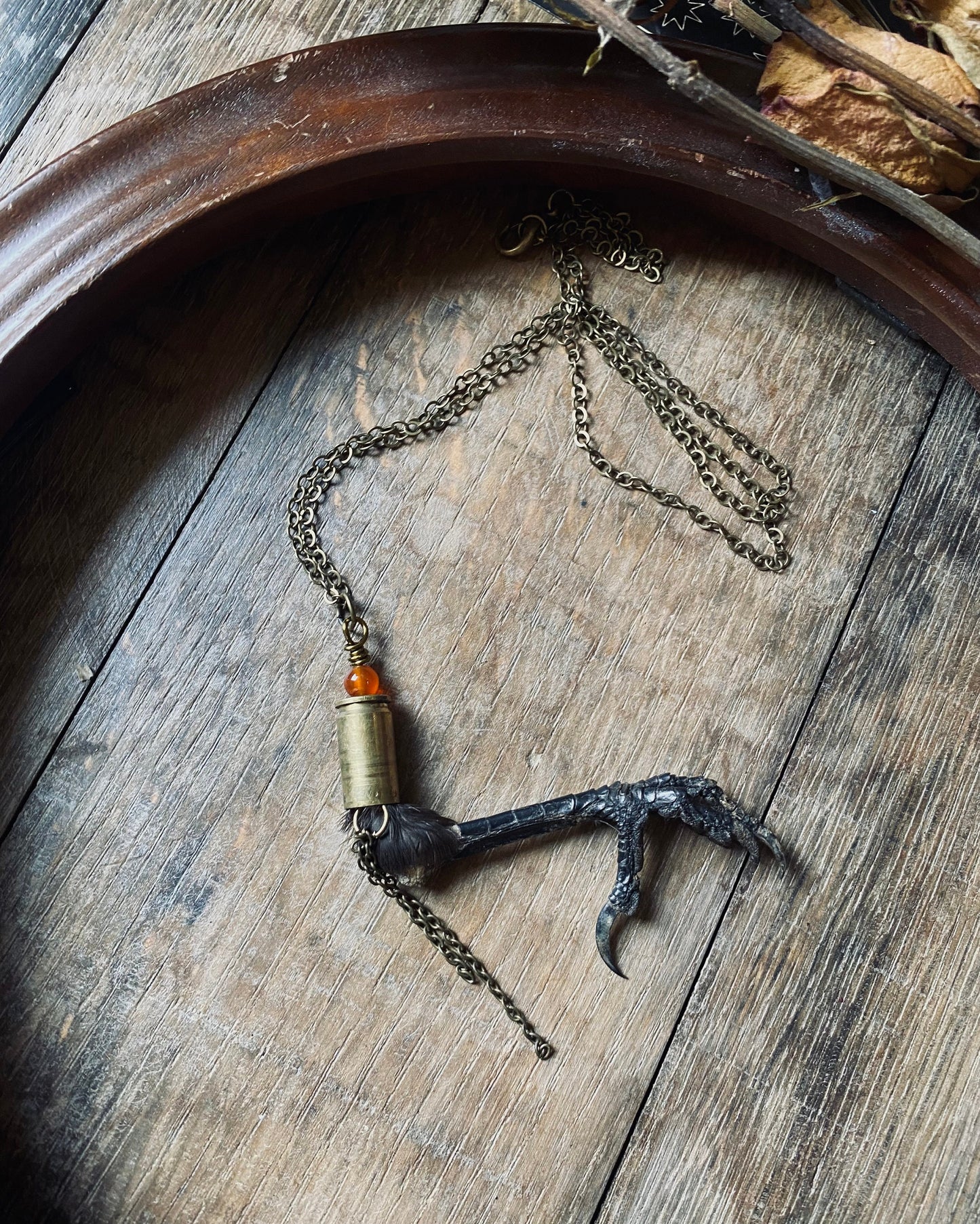 Handmade Crows Foot and Bullet Casing Necklace