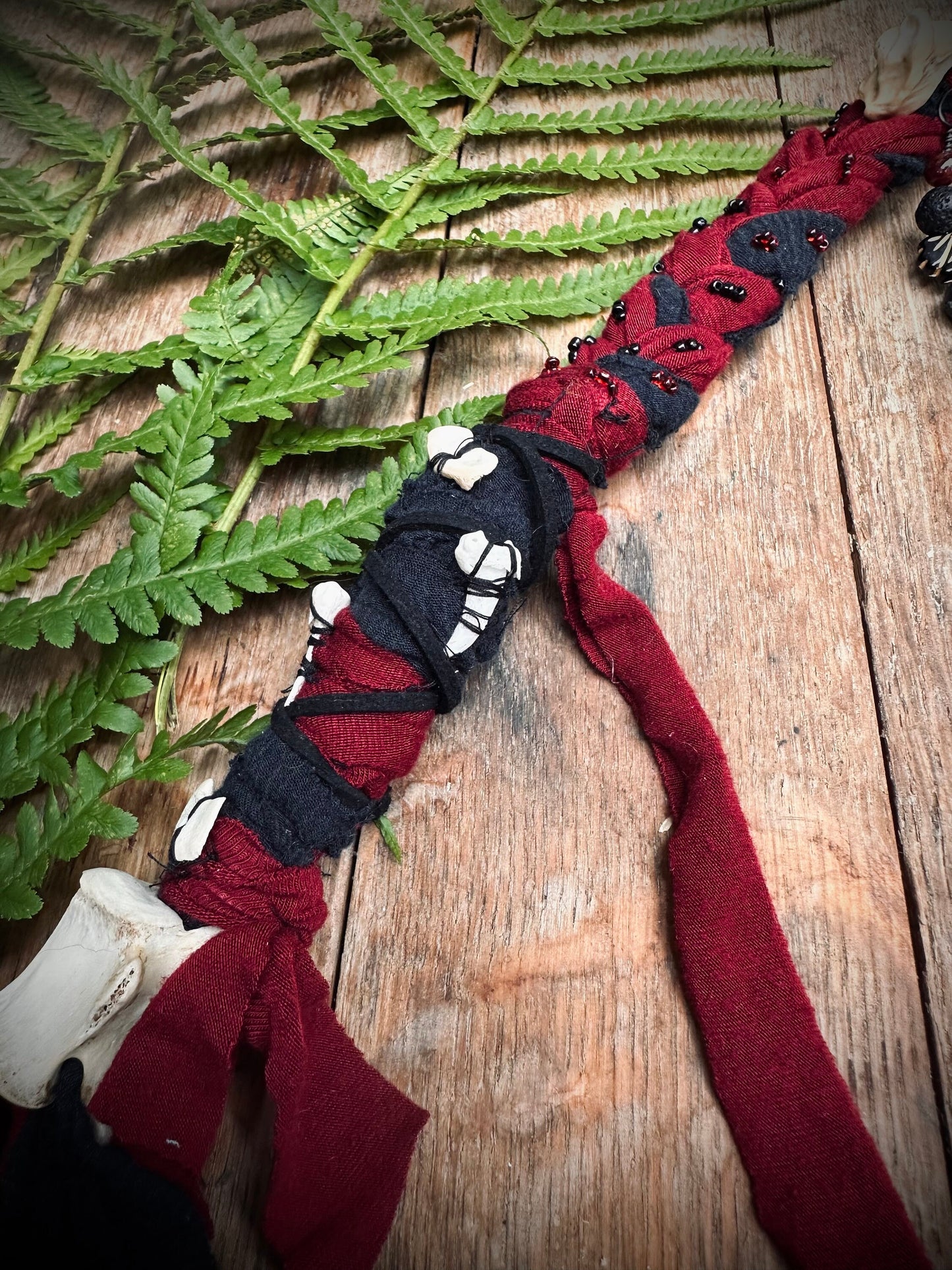 Handmade Bone and Crystal Hair Wrap