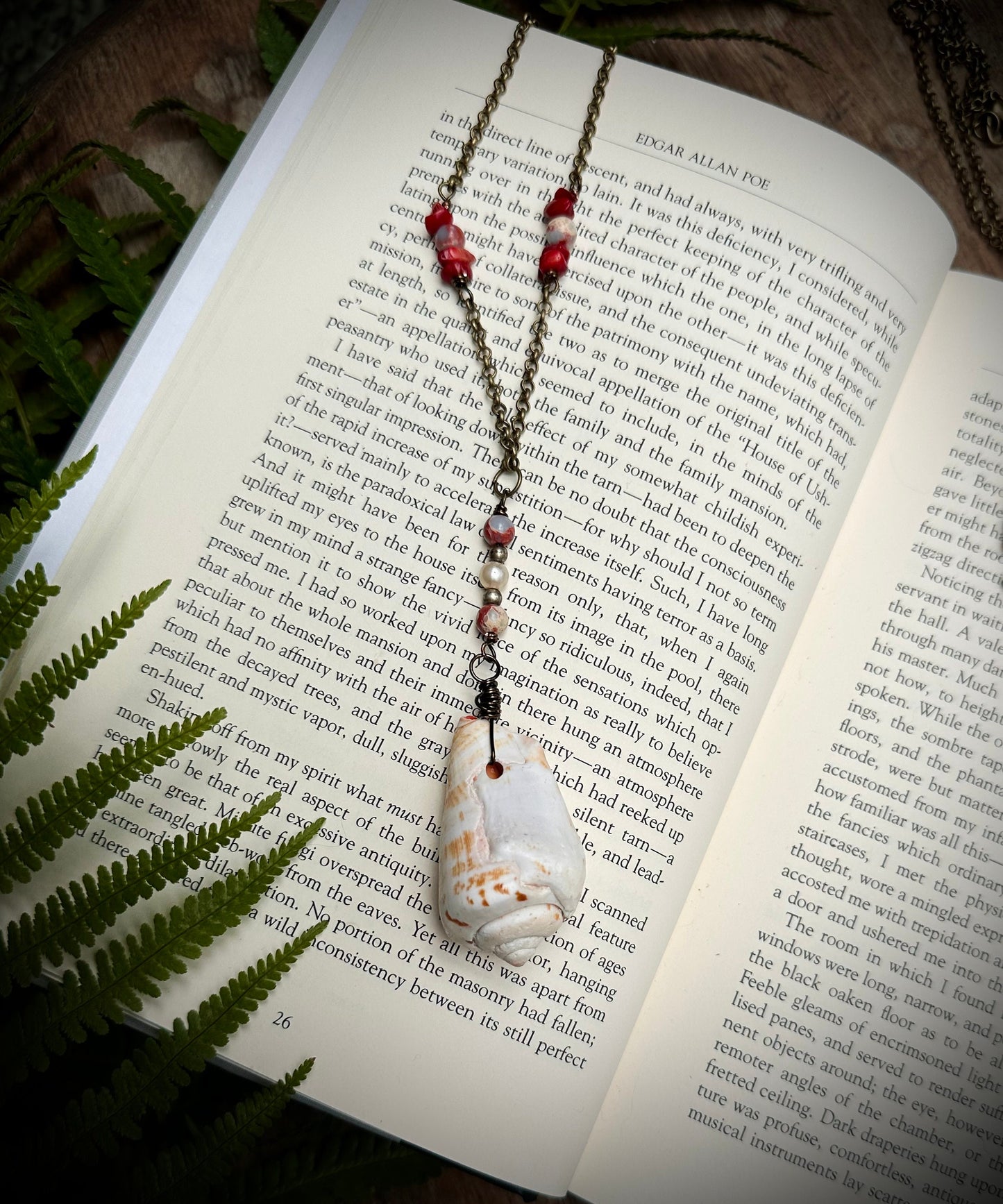 Handmade sea shell and charm necklace