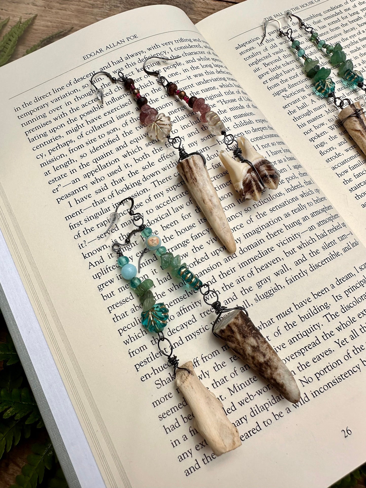 Handmade deer and bone earrings
