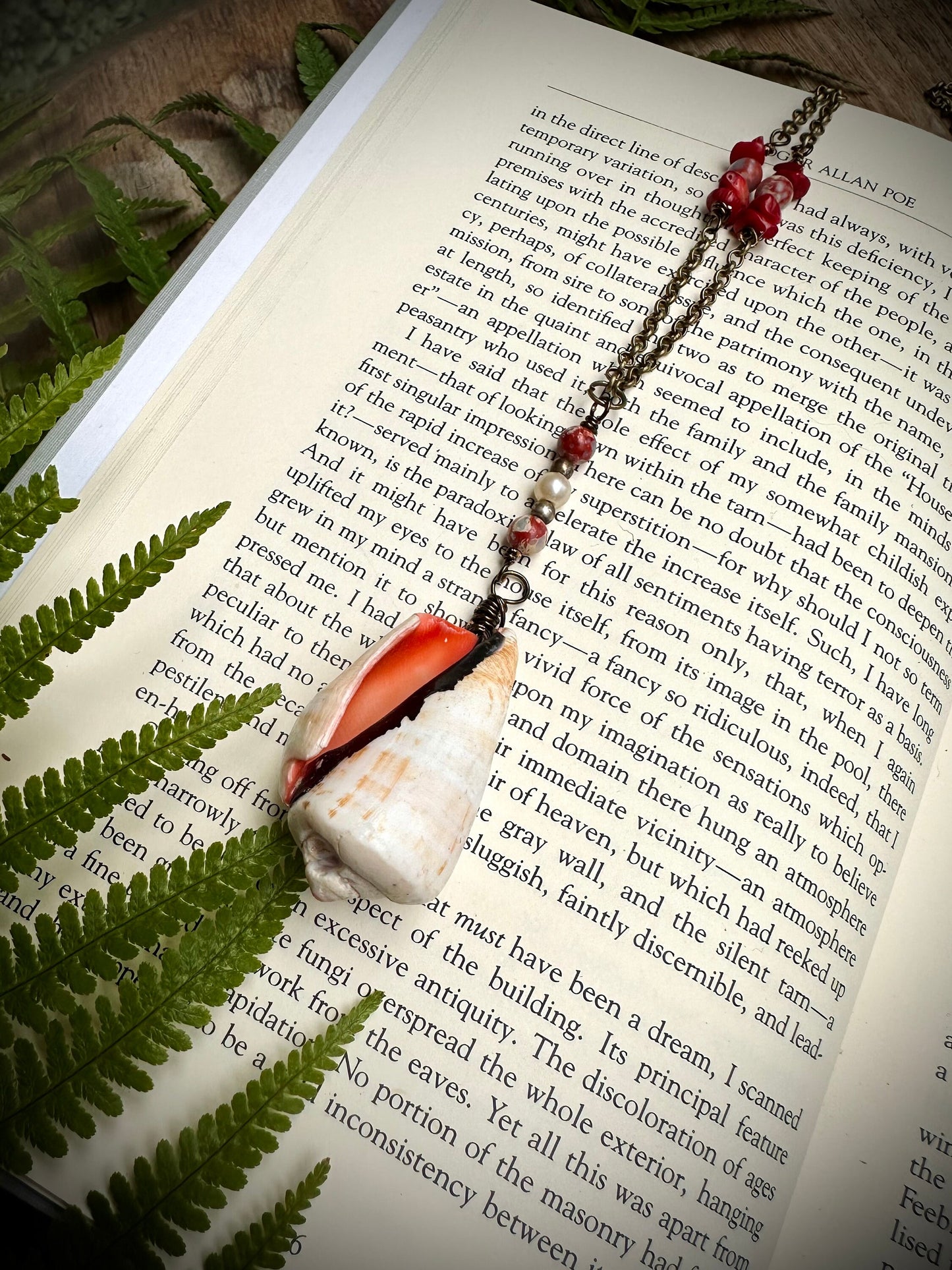 Handmade sea shell and charm necklace