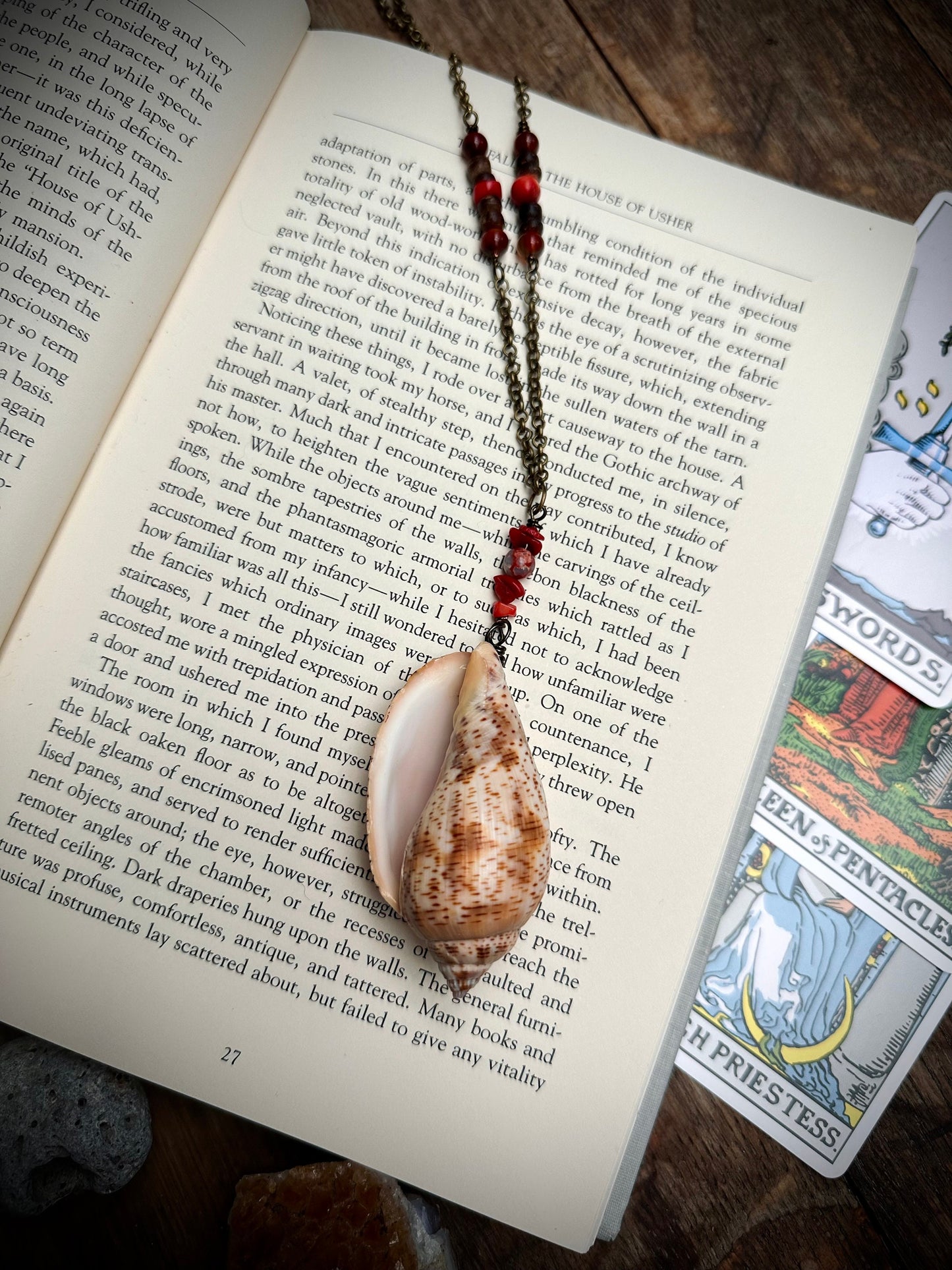 Handmade sea shell and charm necklace