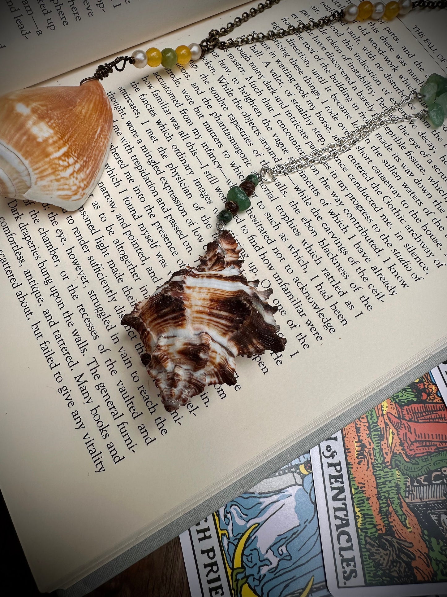 Handmade sea shell and charm necklace