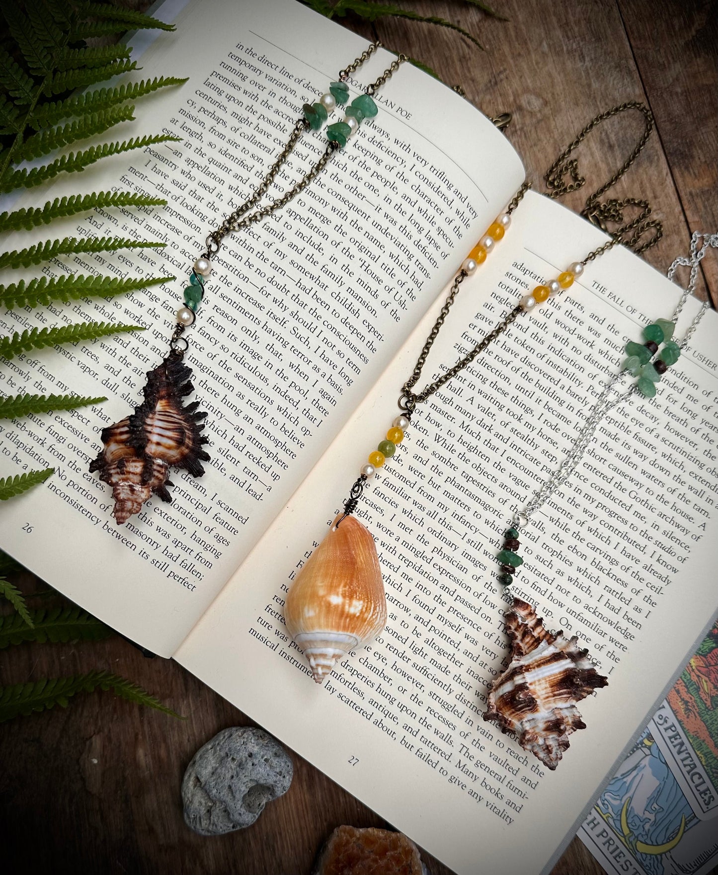 Handmade sea shell and charm necklace