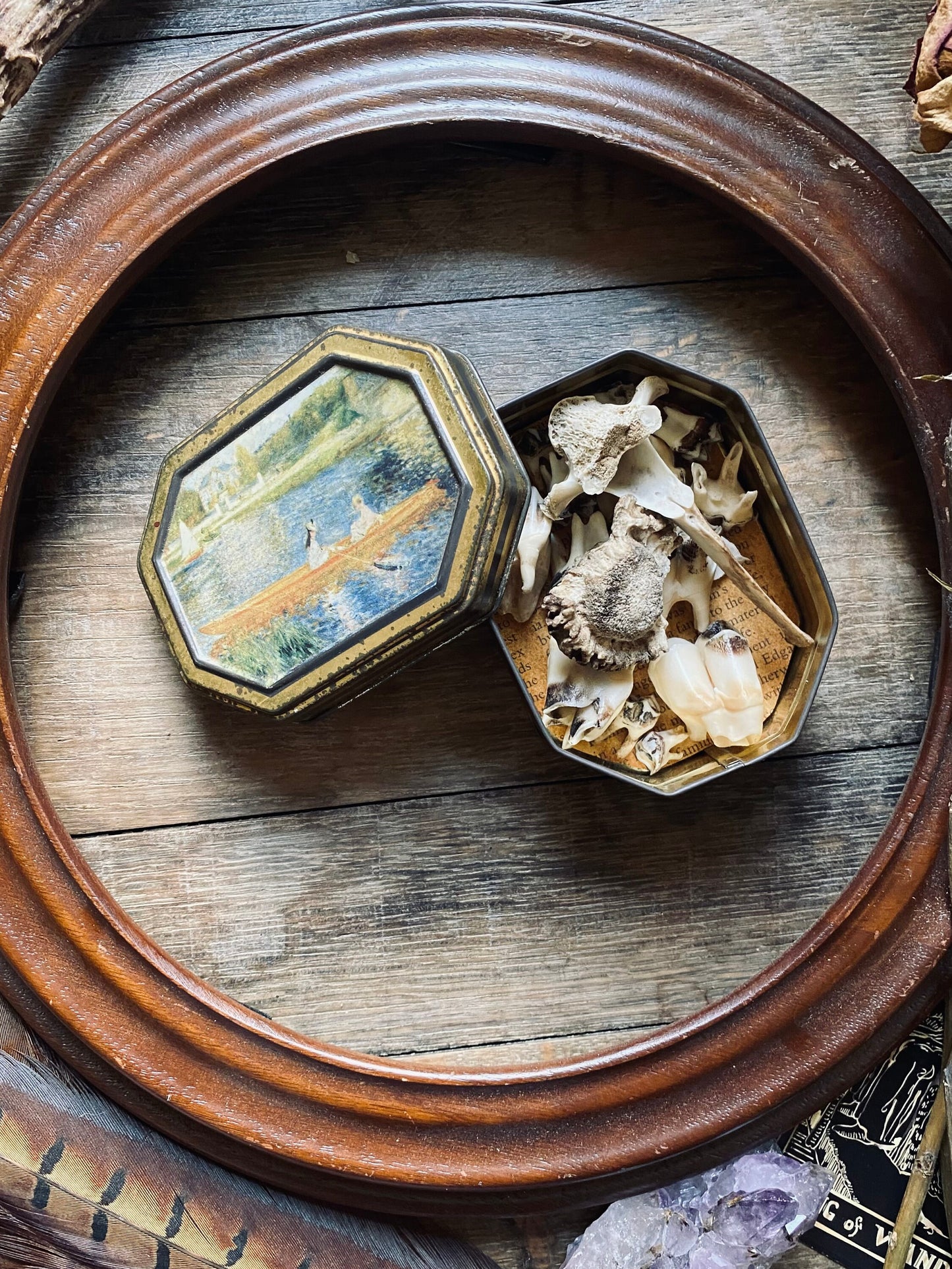 Vintage Bone Curio Tin