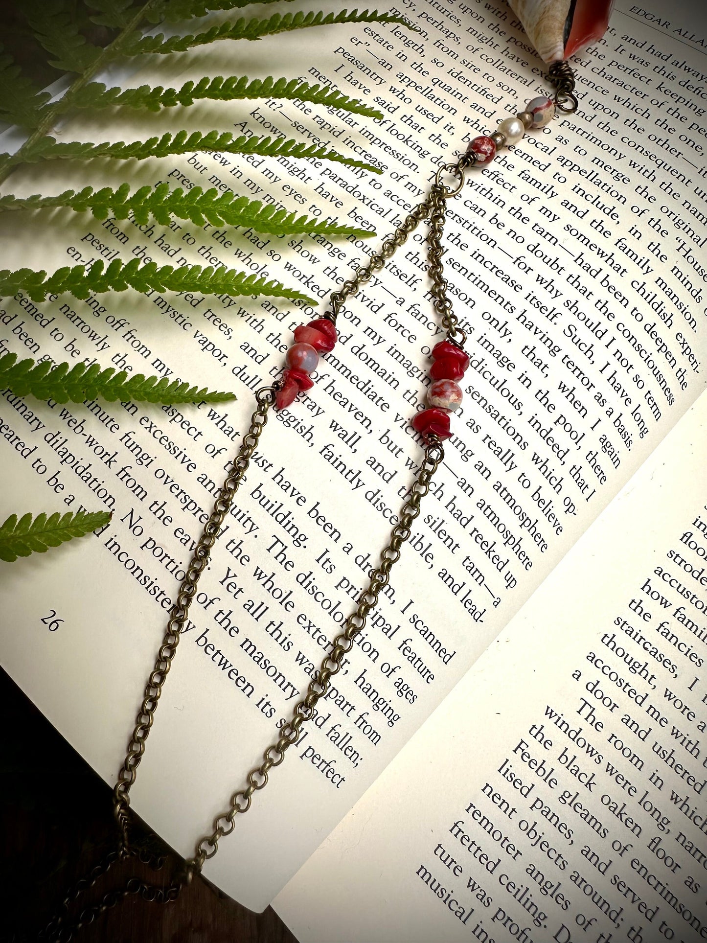 Handmade sea shell and charm necklace