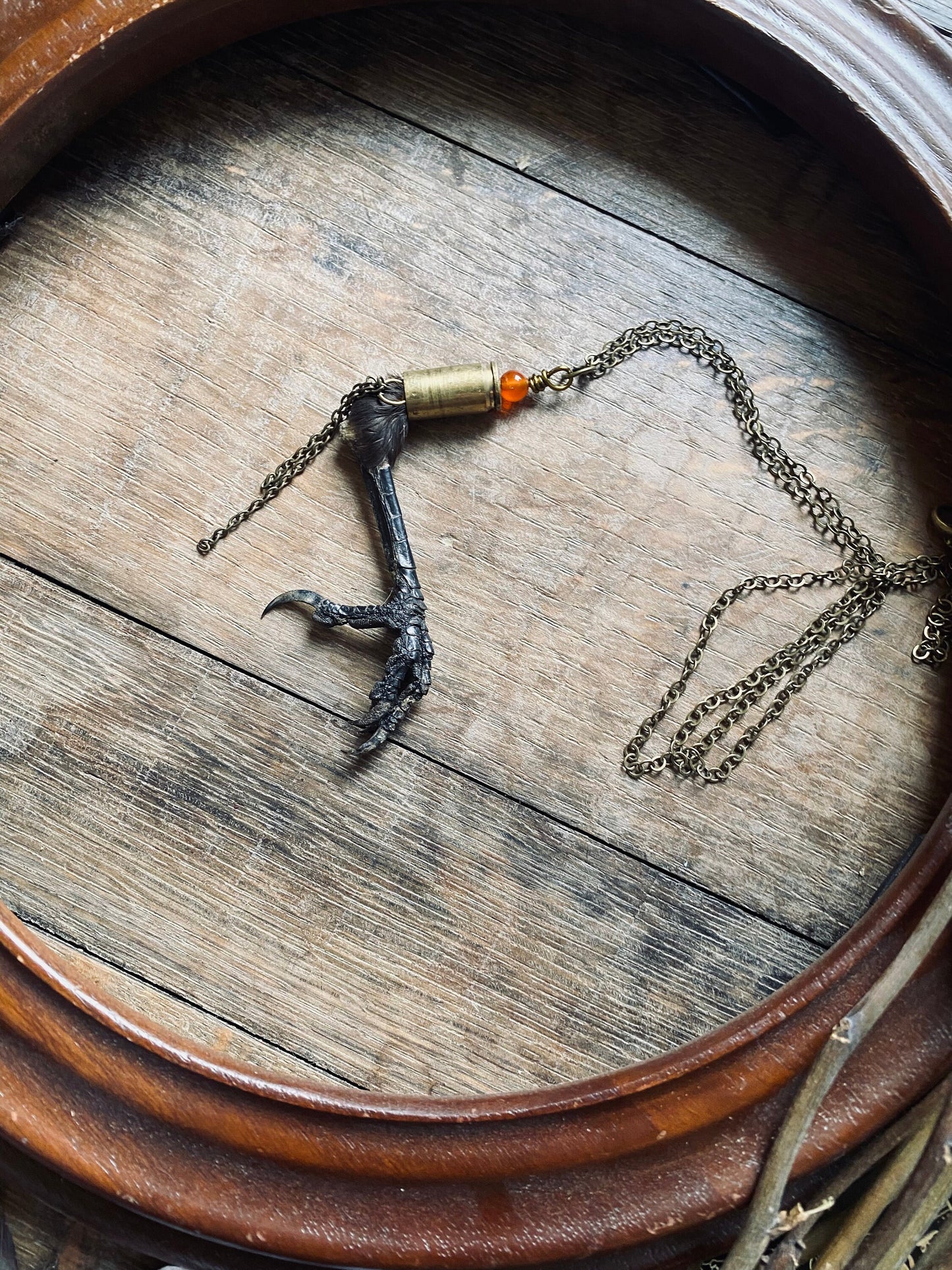 Handmade Crows Foot and Bullet Casing Necklace