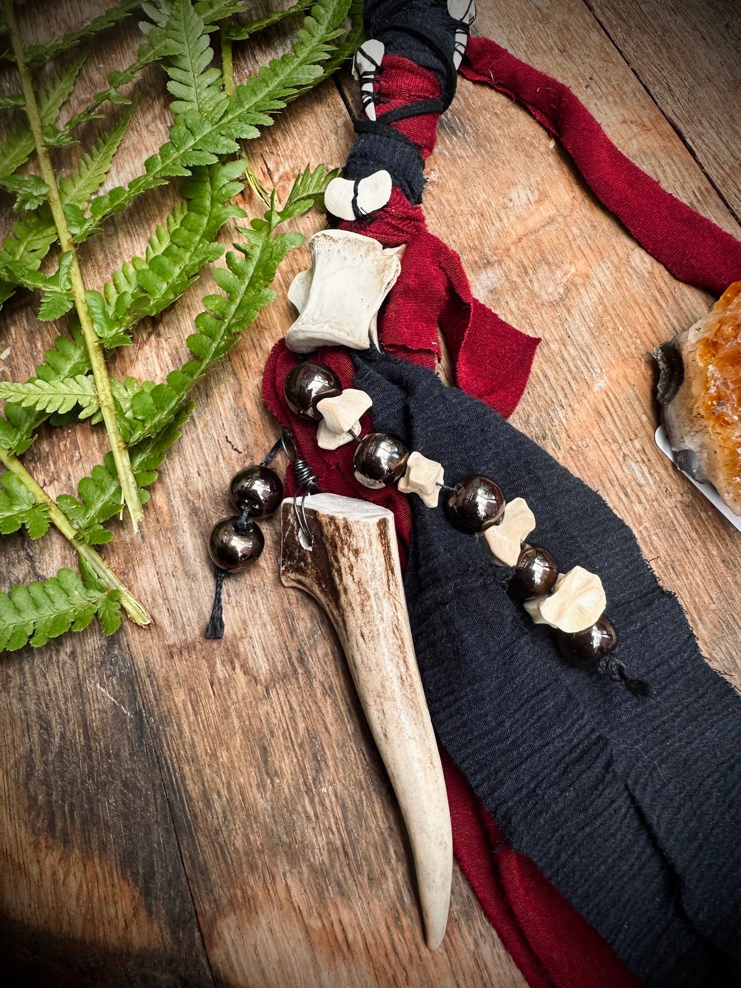 Handmade Bone and Crystal Hair Wrap
