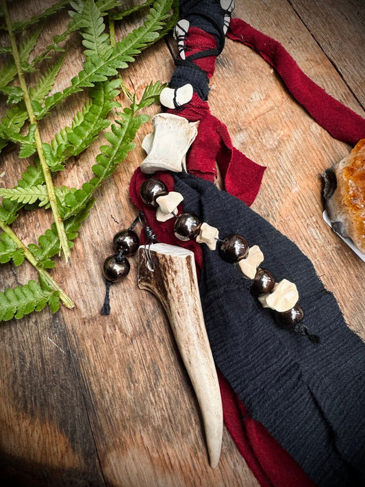 Handmade Bone and Crystal Hair Wrap