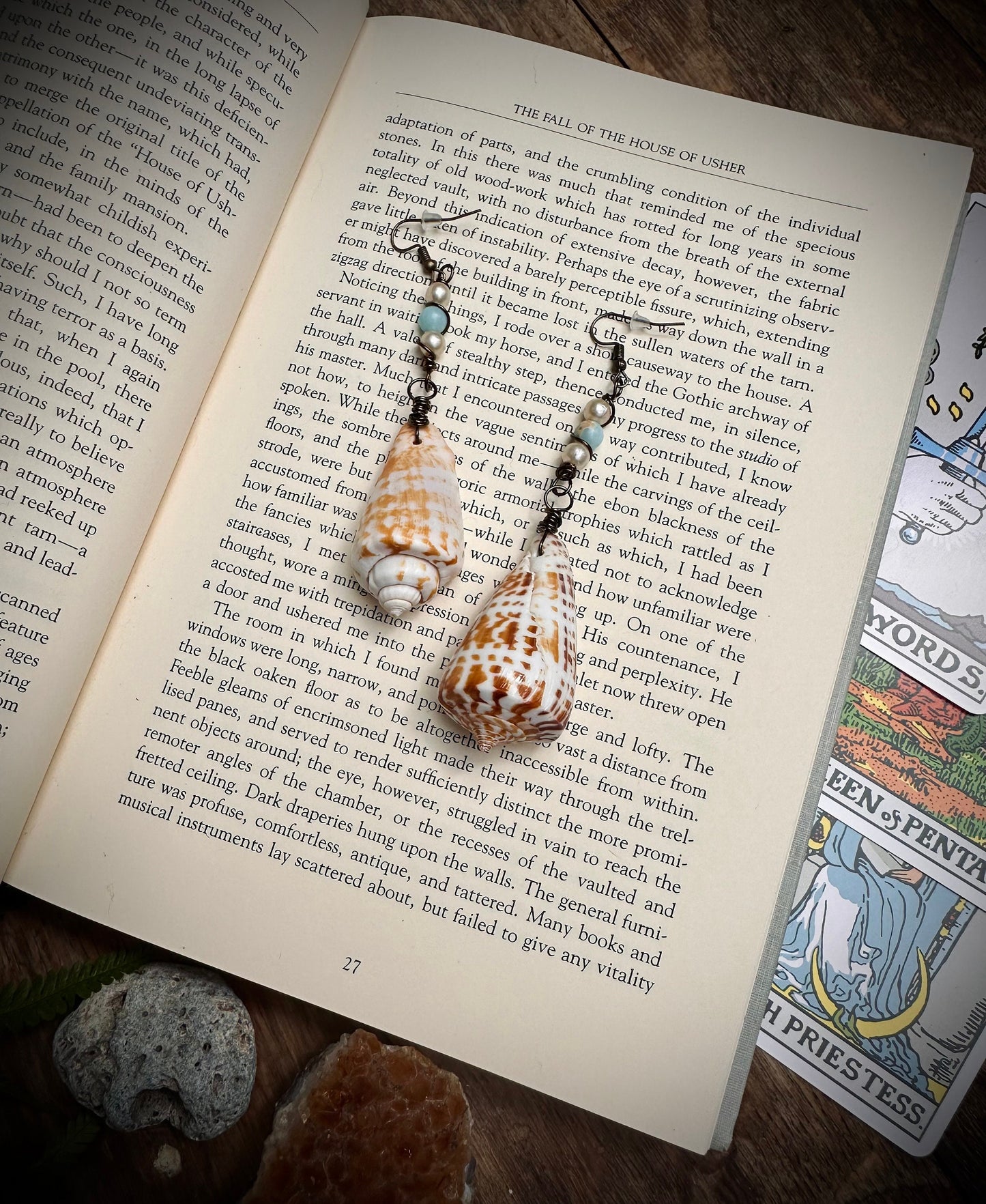 Handmade shell and charm earrings