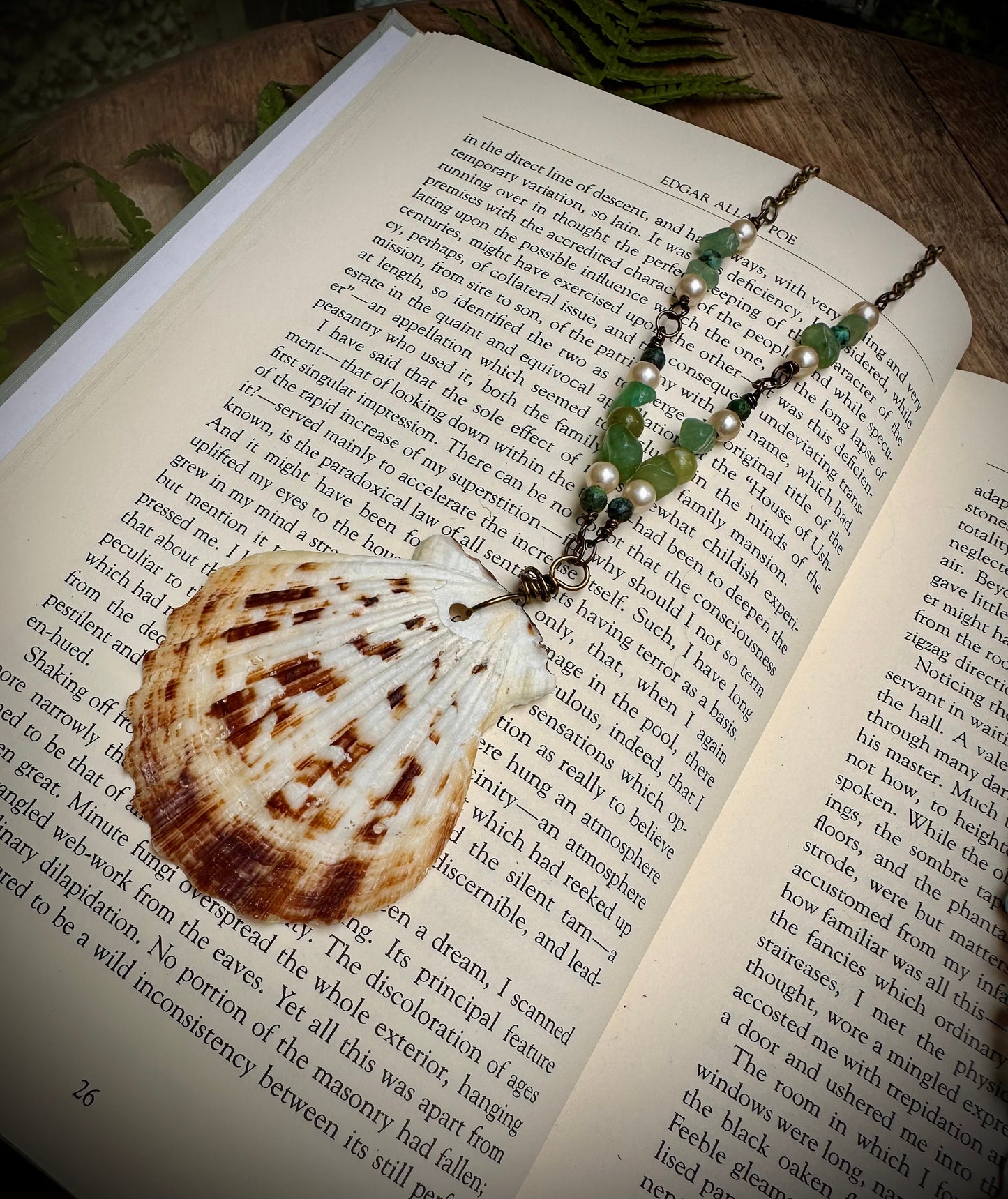 Handmade sea shell and charm necklace