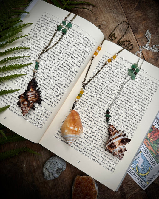 Handmade sea shell and charm necklace