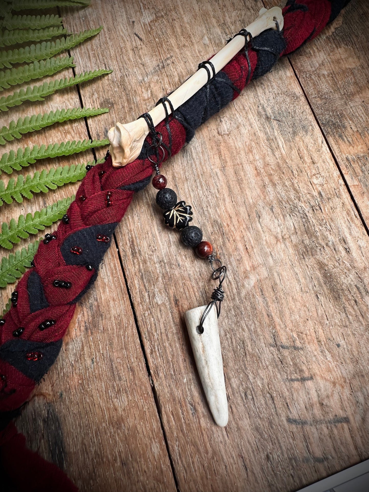Handmade Bone and Crystal Hair Wrap