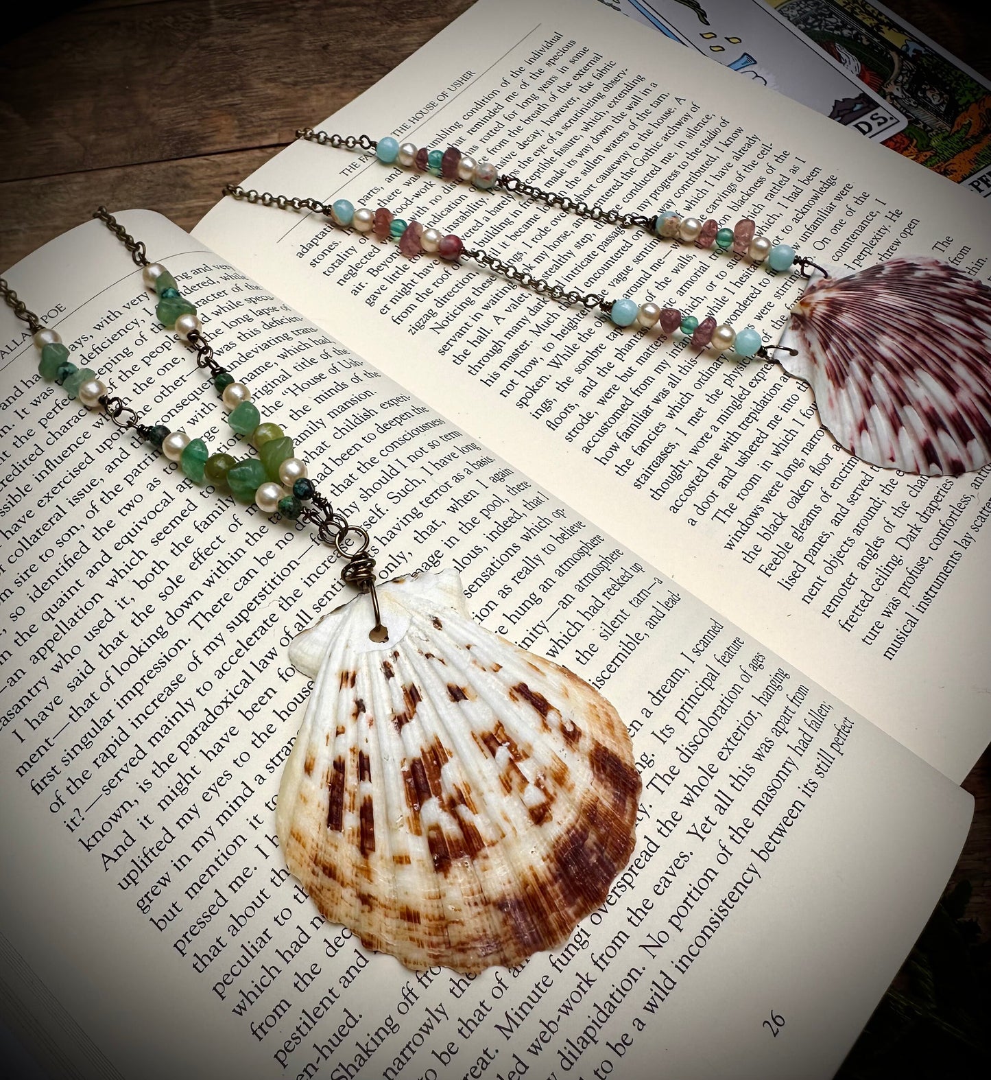 Handmade sea shell and charm necklace