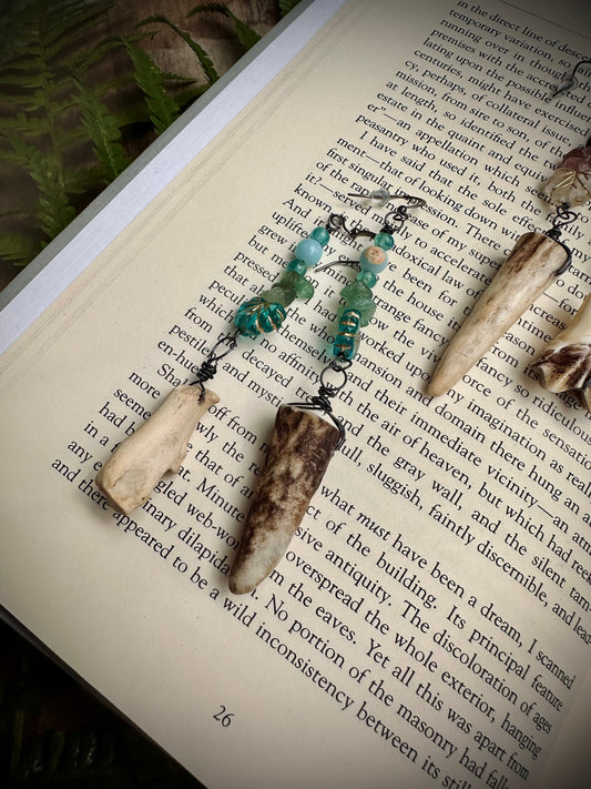 Handmade deer and bone earrings