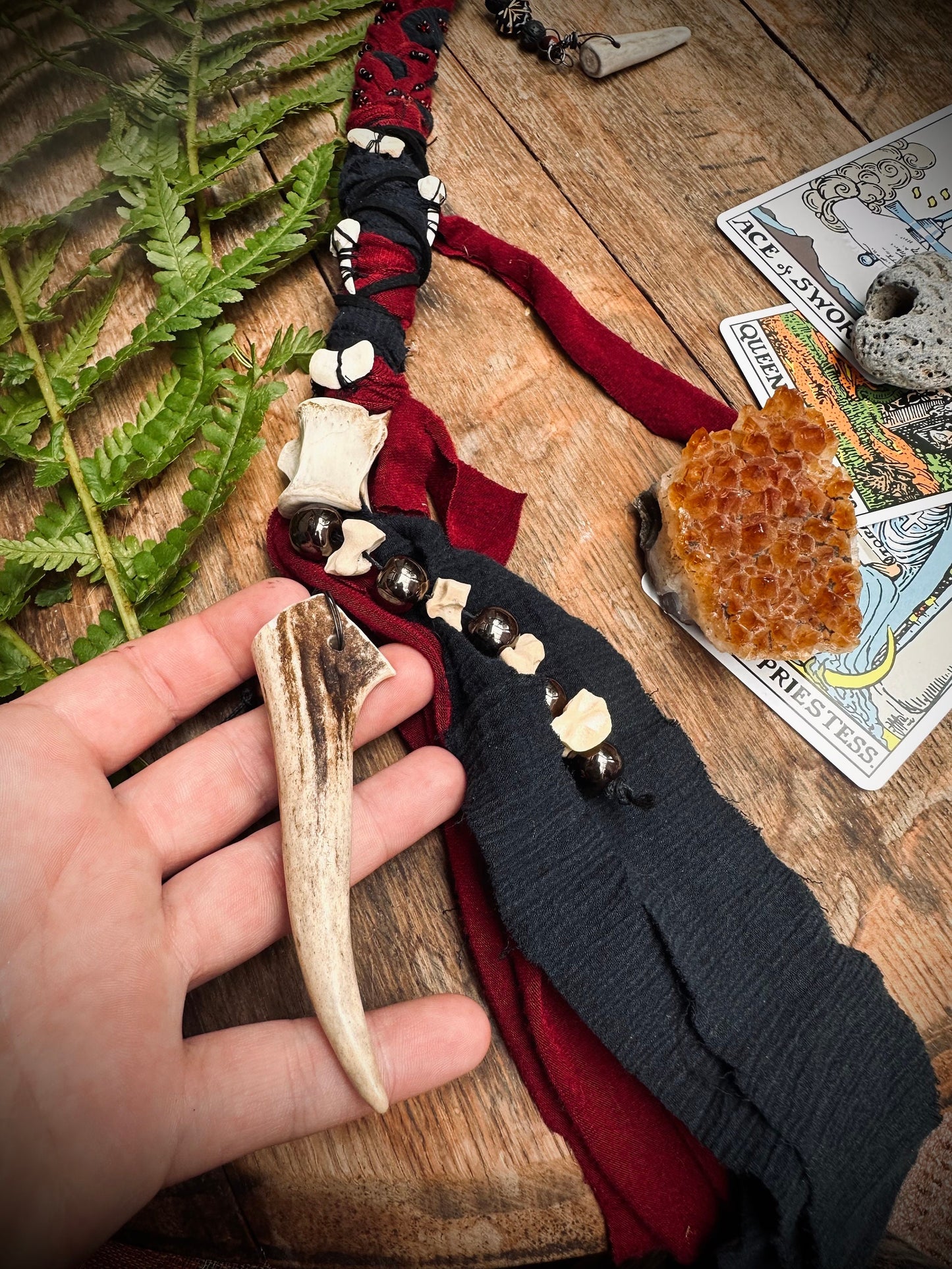 Handmade Bone and Crystal Hair Wrap