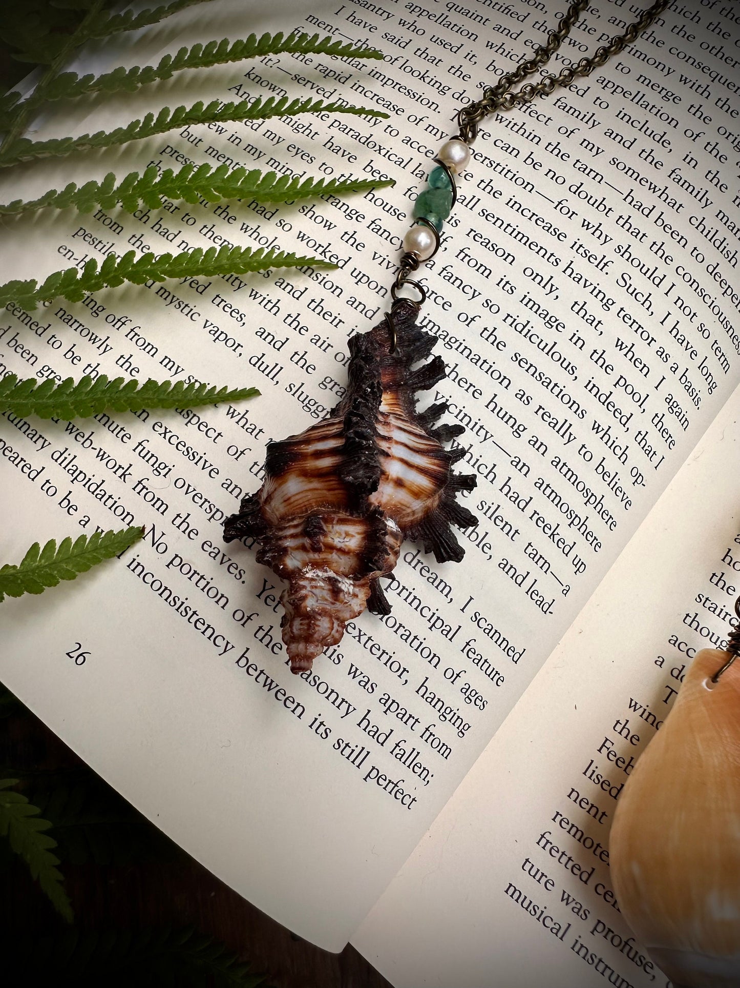 Handmade sea shell and charm necklace