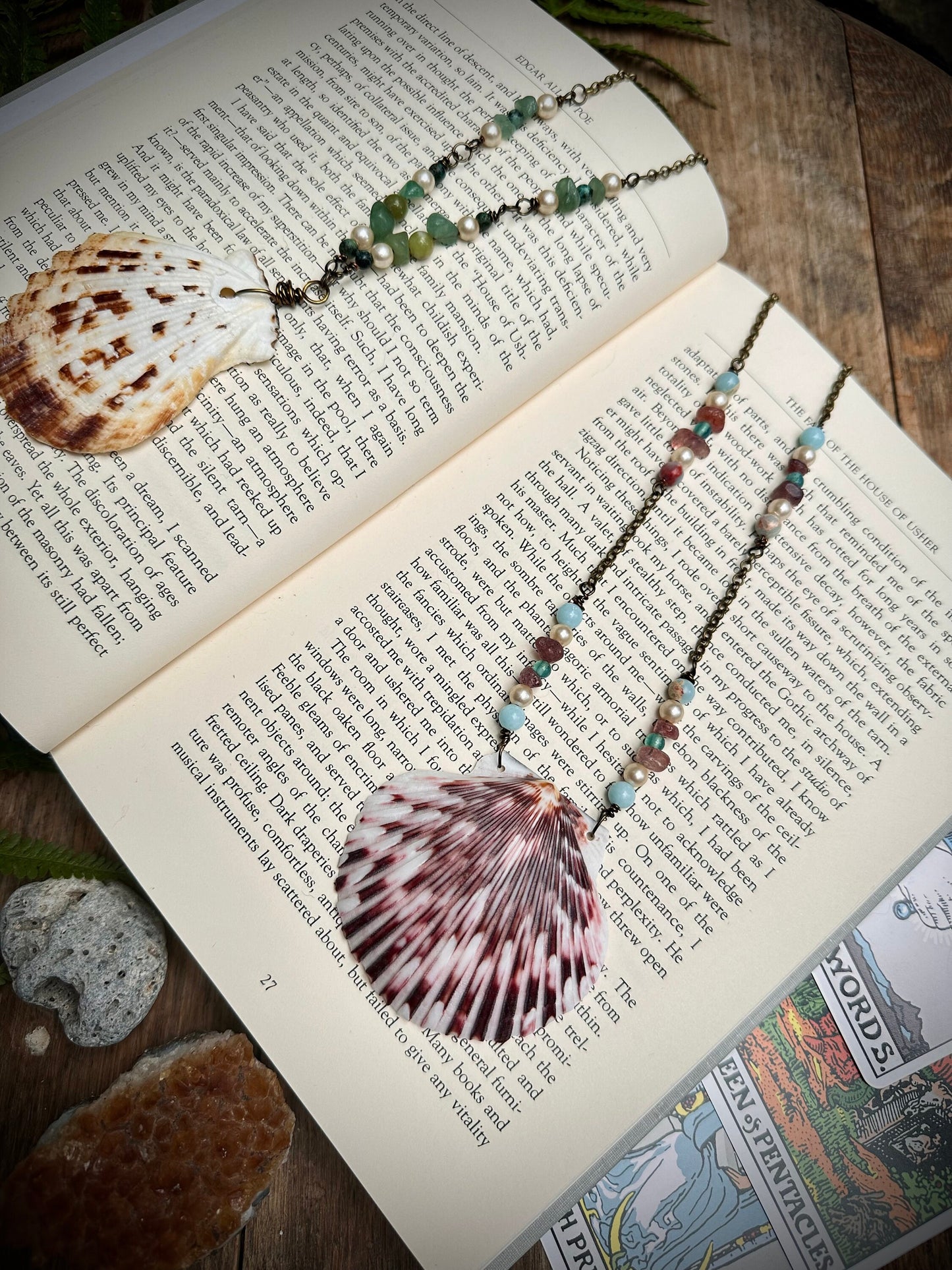 Handmade sea shell and charm necklace