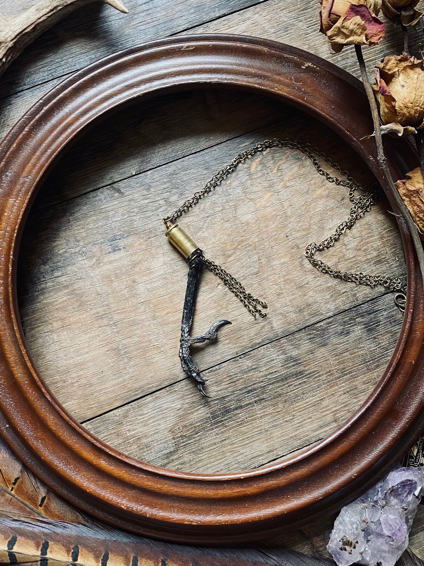 Handmade Crows Foot and Bullet Casing Necklace